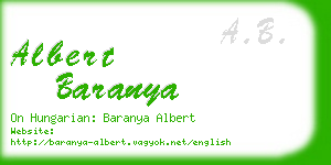 albert baranya business card